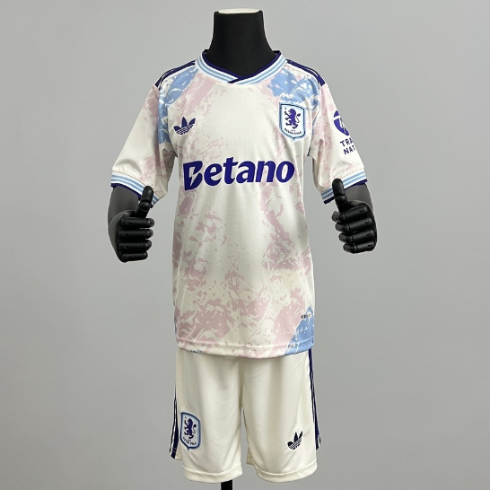 2025-26 Aston Villa FC Third Kids Soccer Kits Shirt With Shorts